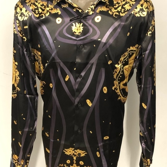 Barabas shirt button front black satan classic fit - Picture 1 of 4